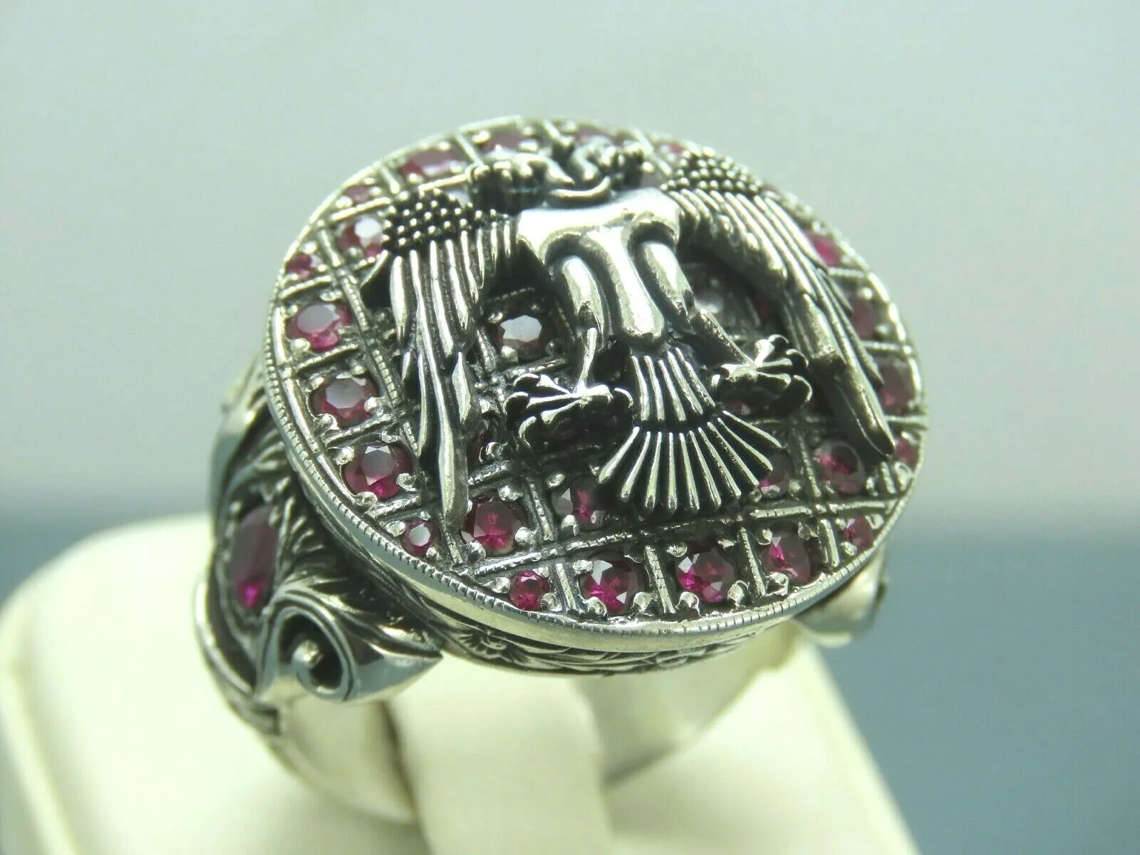 Turkish Handmade Jewelry 925 Sterling Silver Ruby Stone Mens Rings