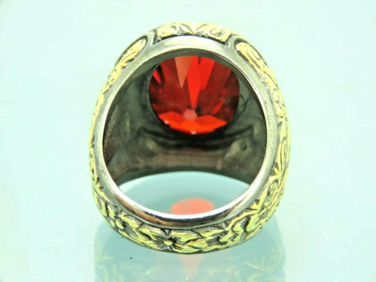 Turkish Handmade Jewelry 925 Sterling Silver Ruby Stone Mens Rings