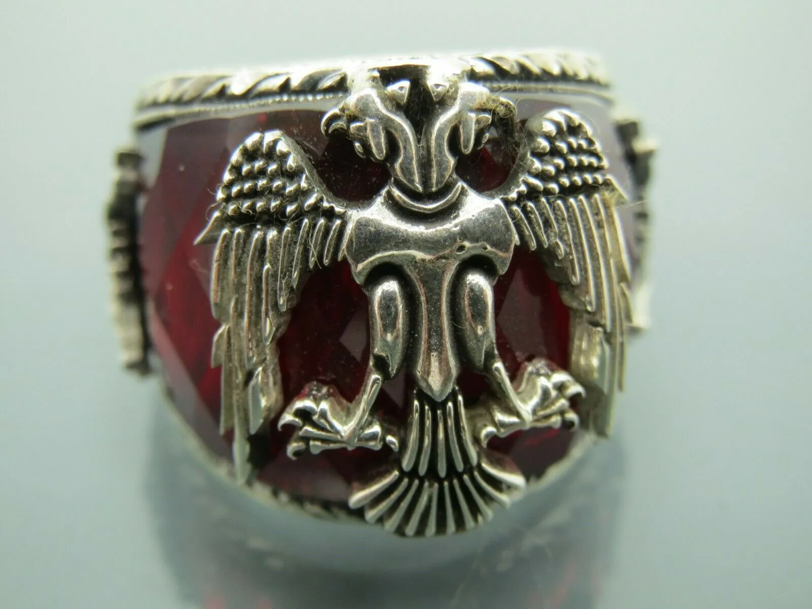 Turkish Handmade Jewelry 925 Sterling Silver Ruby Stone Mens Rings