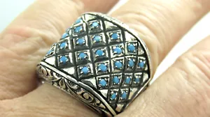 Turkish Handmade Jewelry 925 Sterling Silver Turquoise Stone Mens Rings