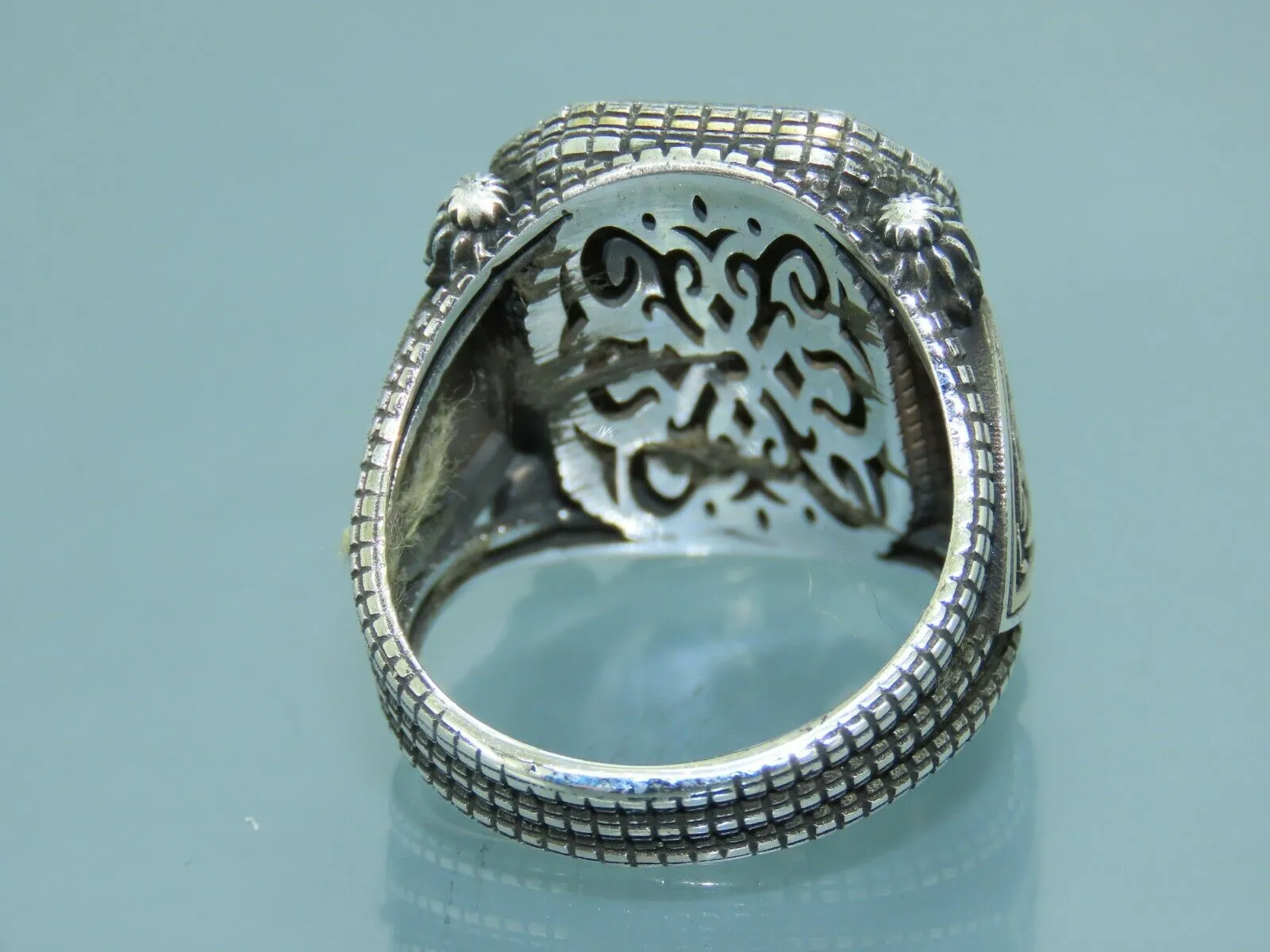 Turkish Handmade Jewelry 925 Sterling Silver Turquoise Stone Mens Rings