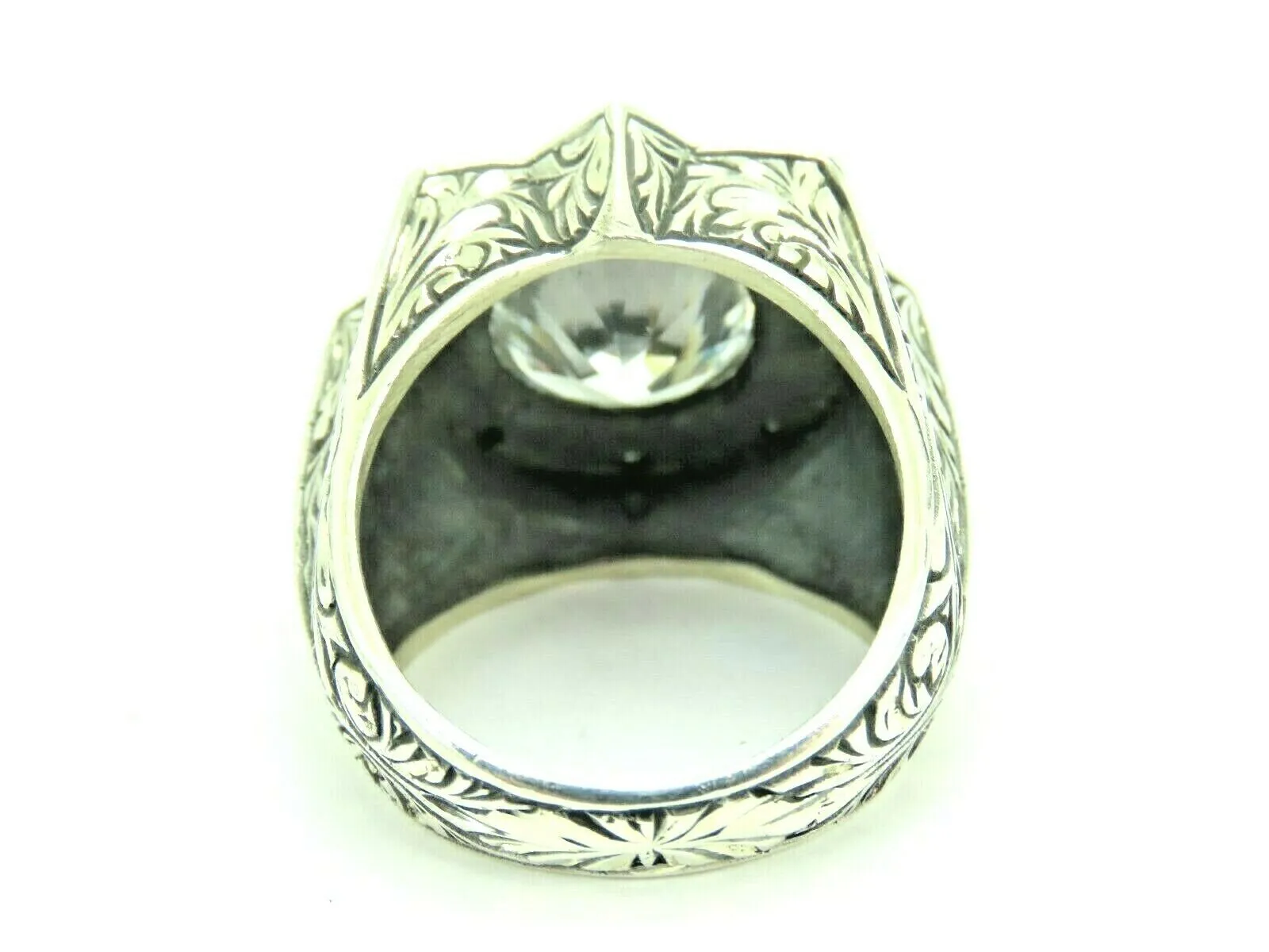 Turkish Handmade Jewelry 925 Sterling Silver Zircon Stone Engraved Mens Rings