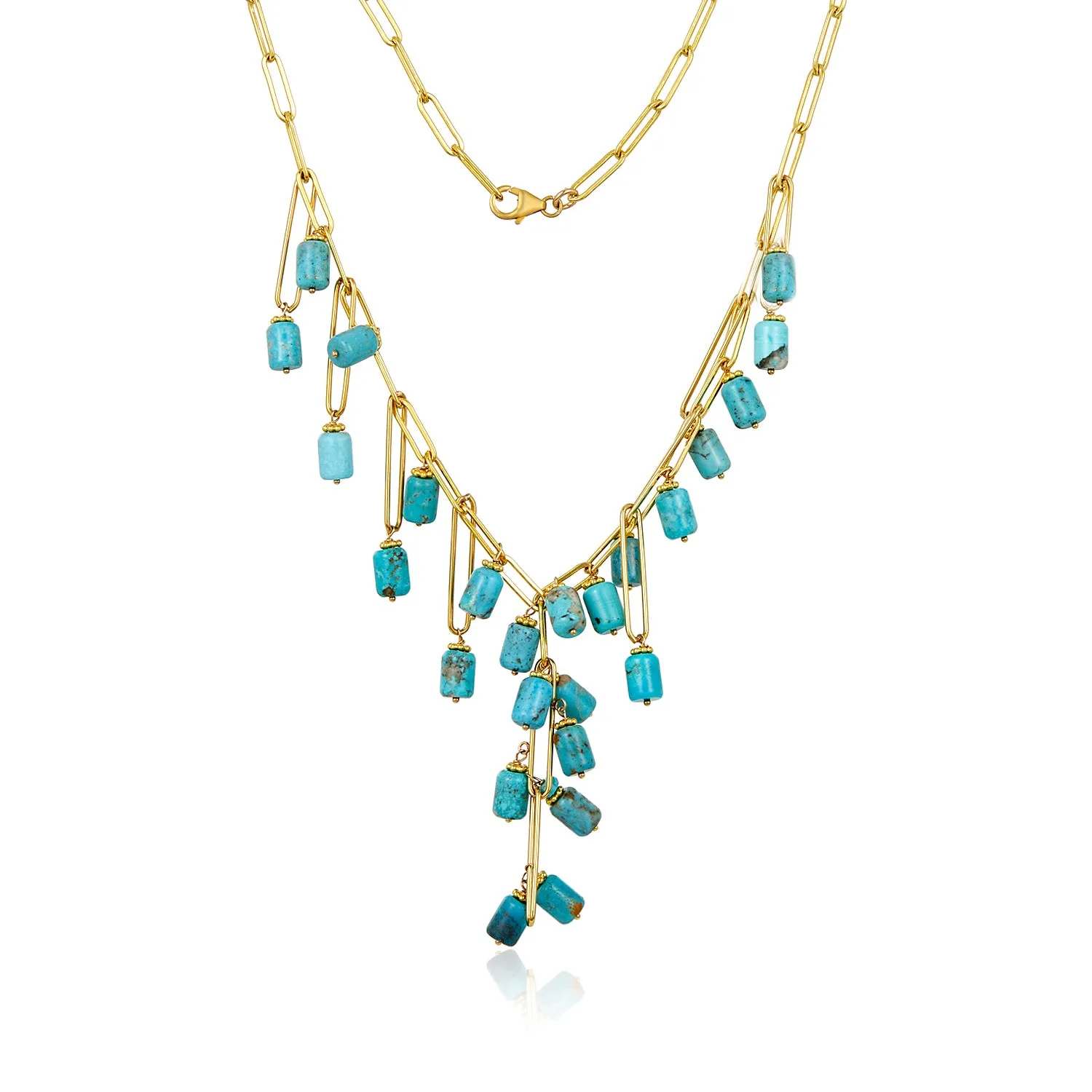 Turquoise Logs Medley Paperclip Necklace