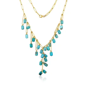 Turquoise Logs Medley Paperclip Necklace