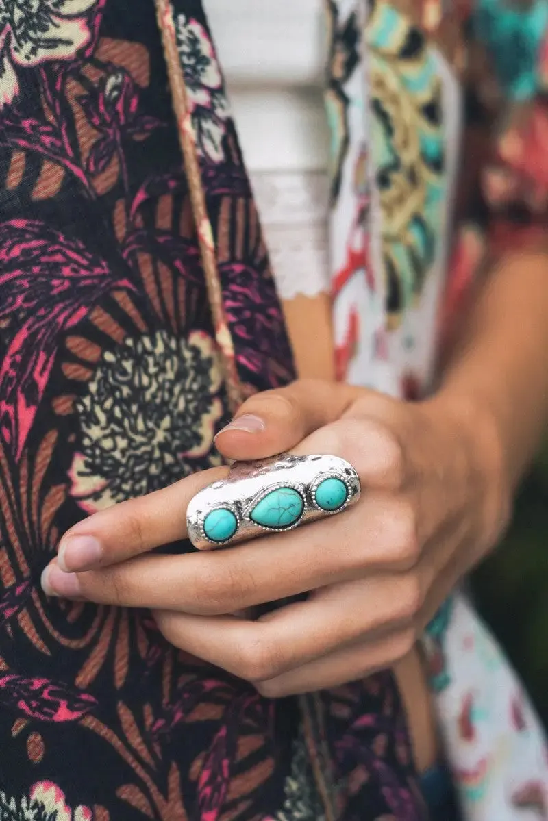 TURQUOISE WATERFALL DROPLET ADJUSTABLE RING