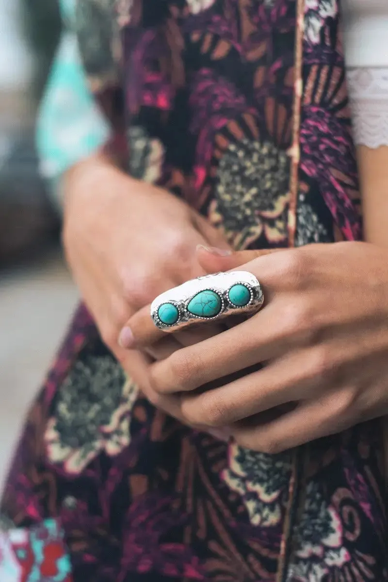 TURQUOISE WATERFALL DROPLET ADJUSTABLE RING
