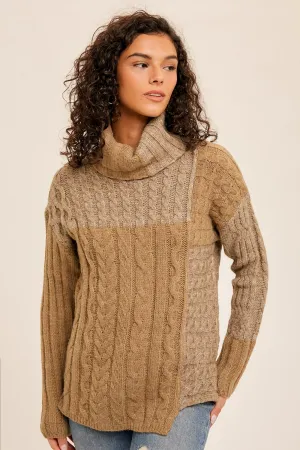 Turtle Neck Irregular Hem Sweater