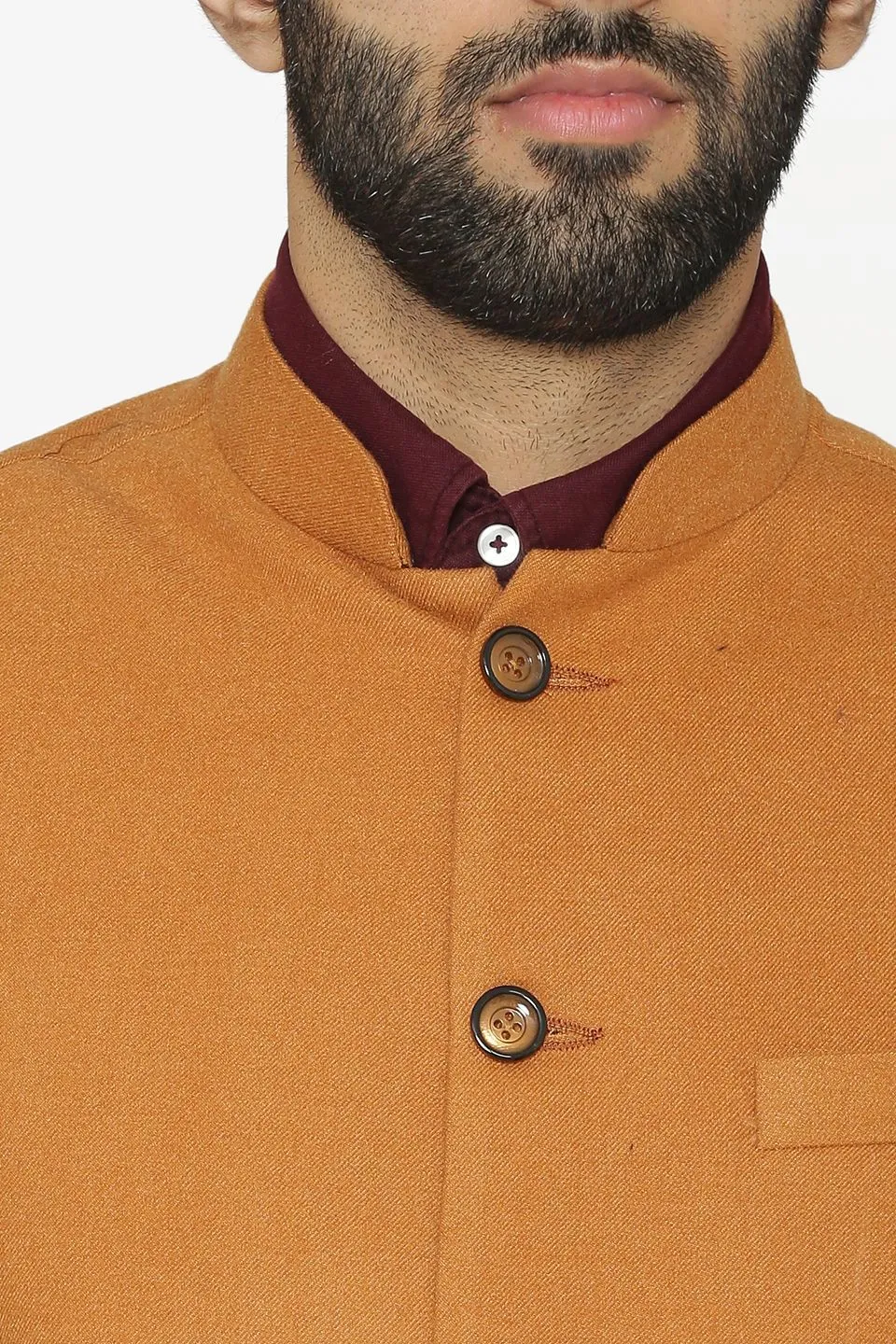 Tweed Wool Orange Modi Nehru Jacket