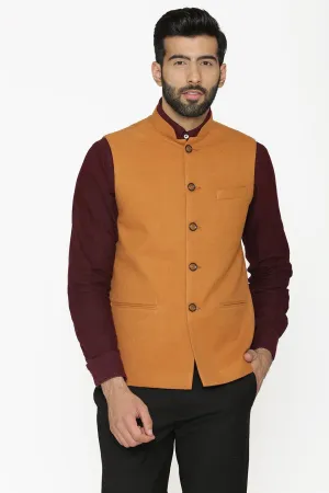 Tweed Wool Orange Modi Nehru Jacket