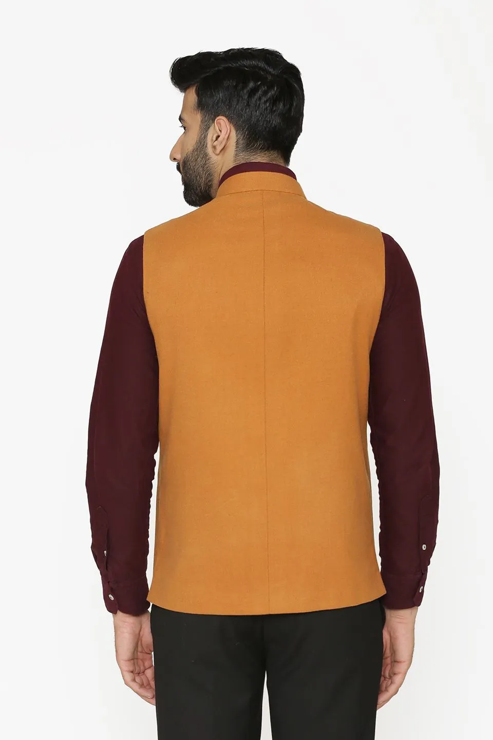 Tweed Wool Orange Modi Nehru Jacket