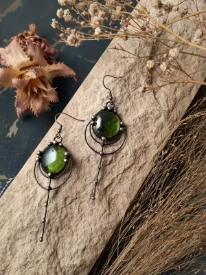 Two green drops earrings