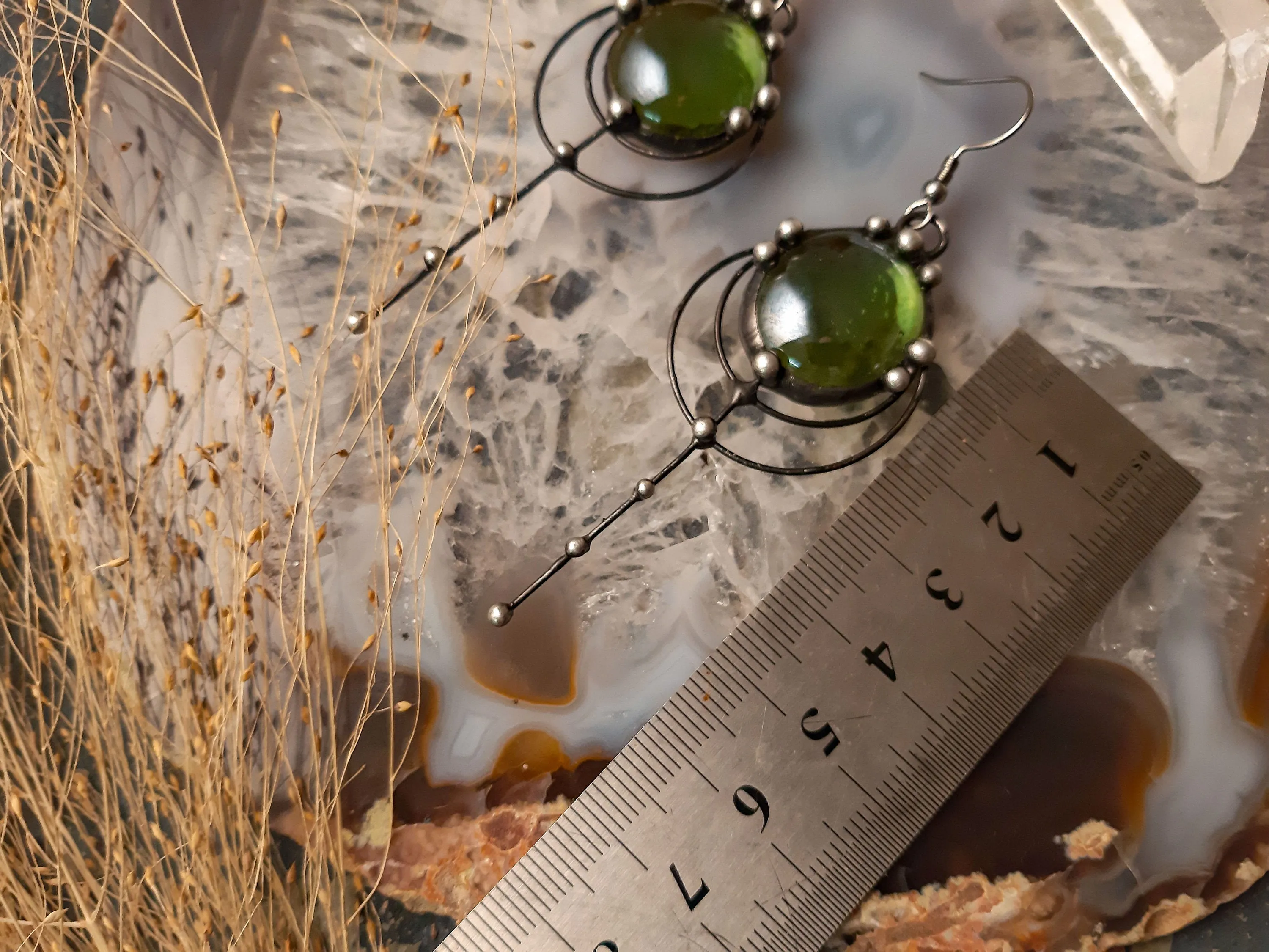 Two green drops earrings