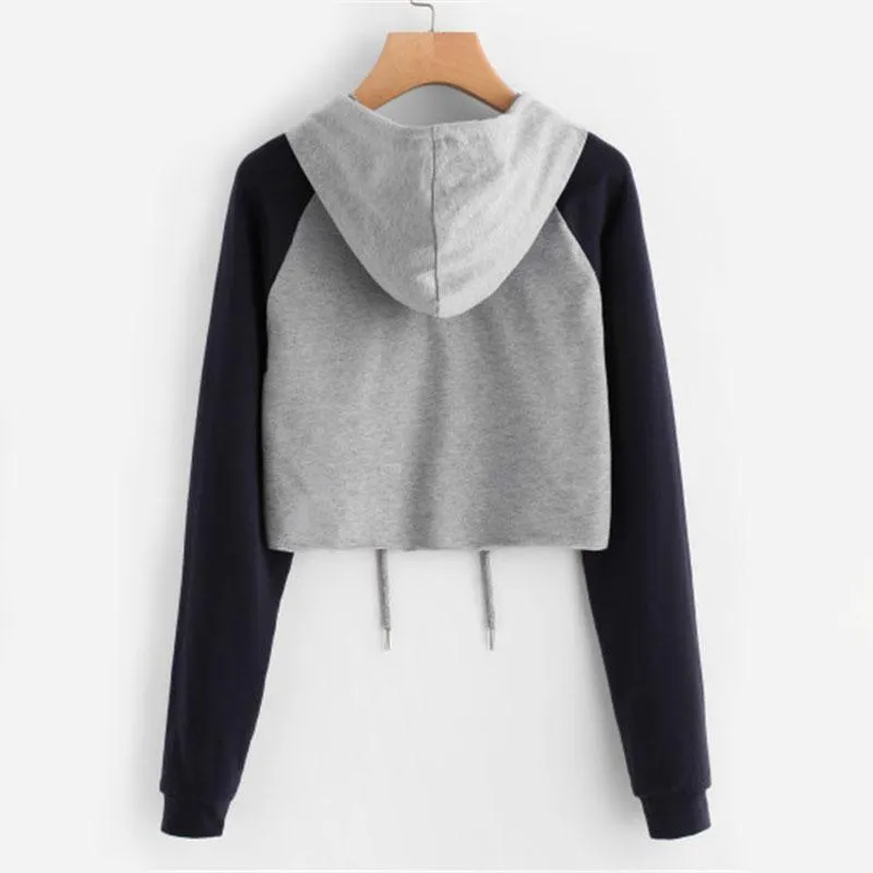 Two Tone Crop Hooded Shirt