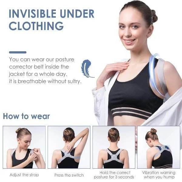 Universal Posture Corrector with Intelligent Sensor Vibration for Kids & Adults