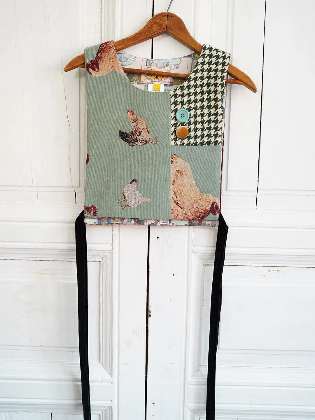 Unlogical Poem Cottage Style Hen Yarn-dyed Patchwork Smock