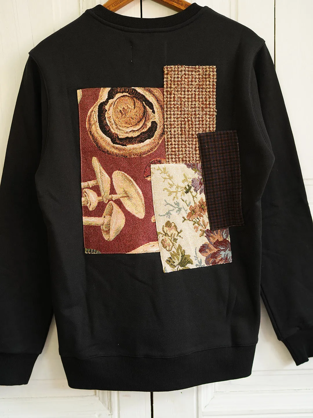 Unlogical Poem Cottage Style Patchwork Black Sweater