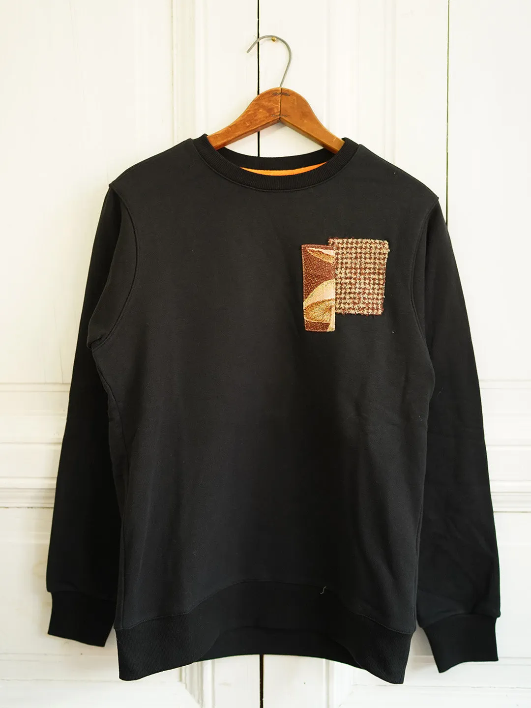 Unlogical Poem Cottage Style Patchwork Black Sweater