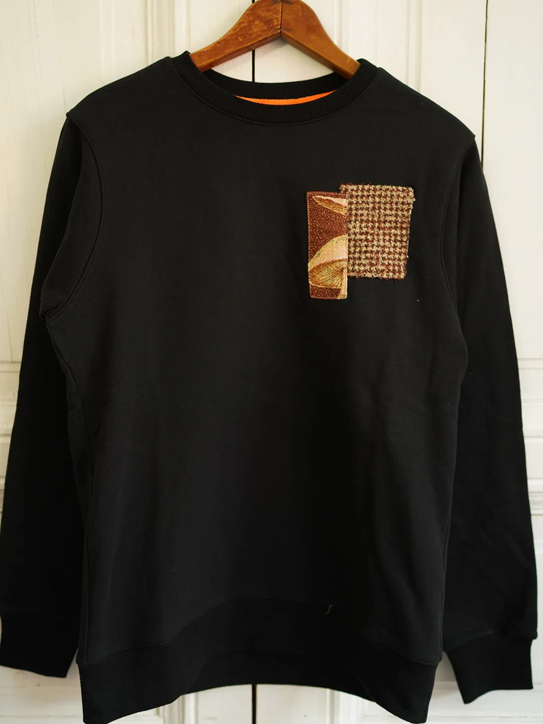 Unlogical Poem Cottage Style Patchwork Black Sweater