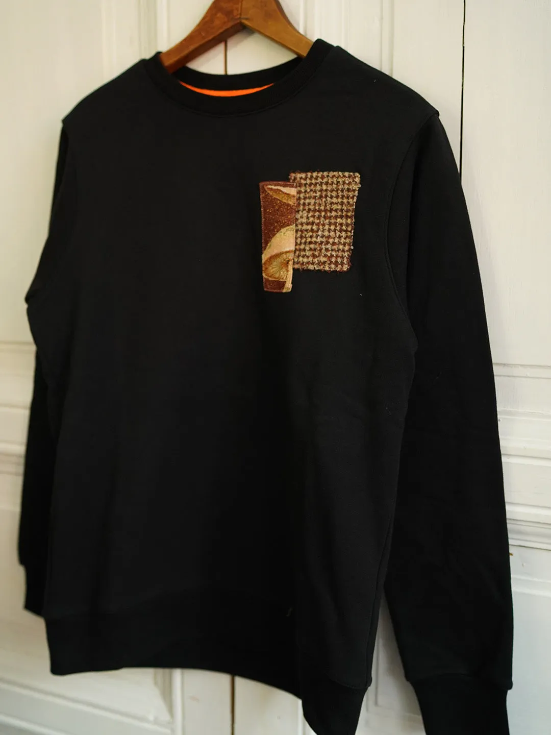 Unlogical Poem Cottage Style Patchwork Black Sweater