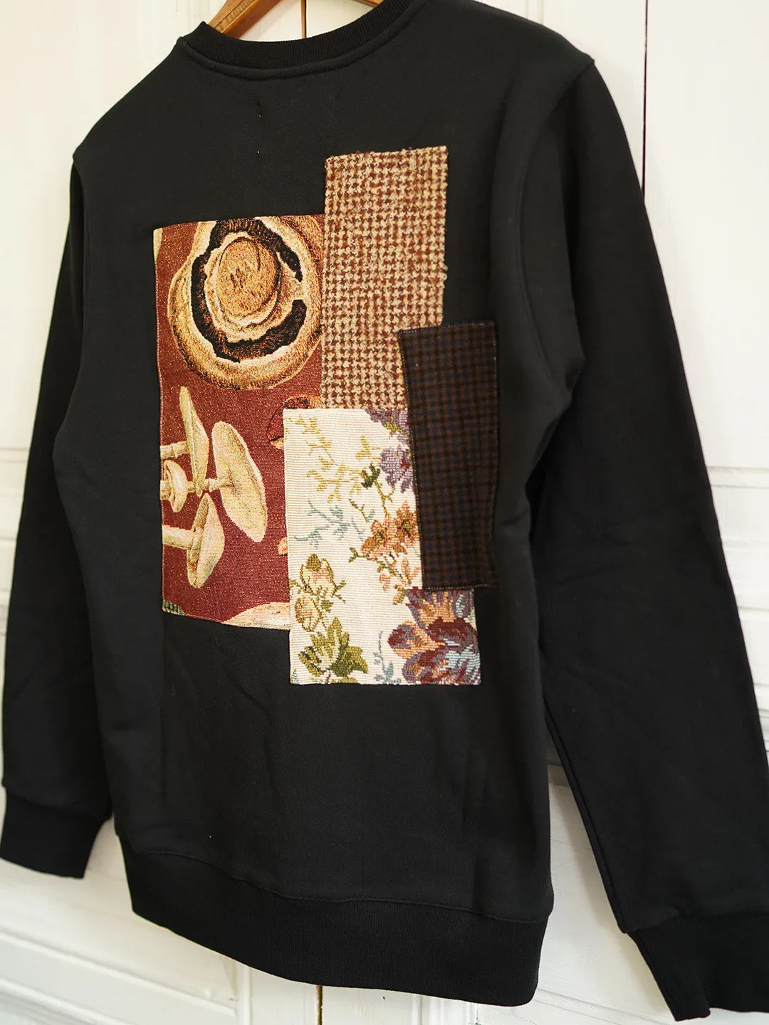 Unlogical Poem Cottage Style Patchwork Black Sweater