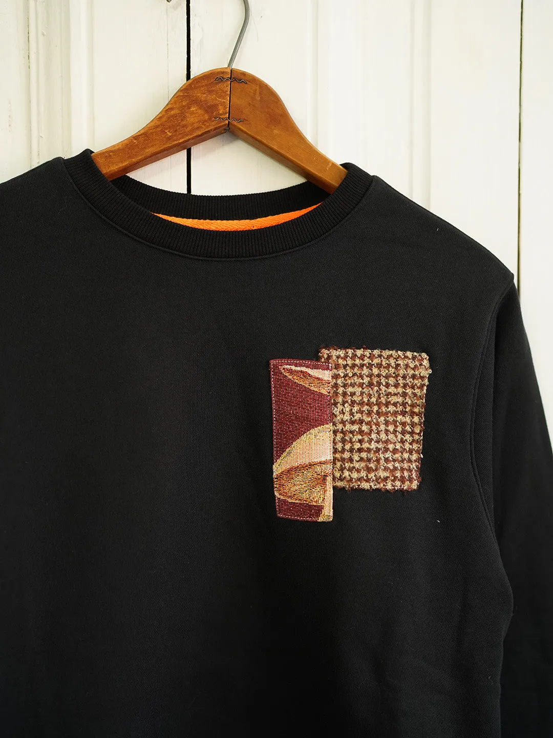 Unlogical Poem Cottage Style Patchwork Black Sweater