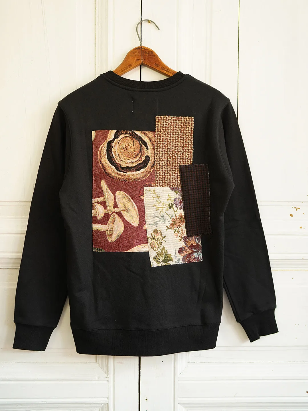 Unlogical Poem Cottage Style Patchwork Black Sweater