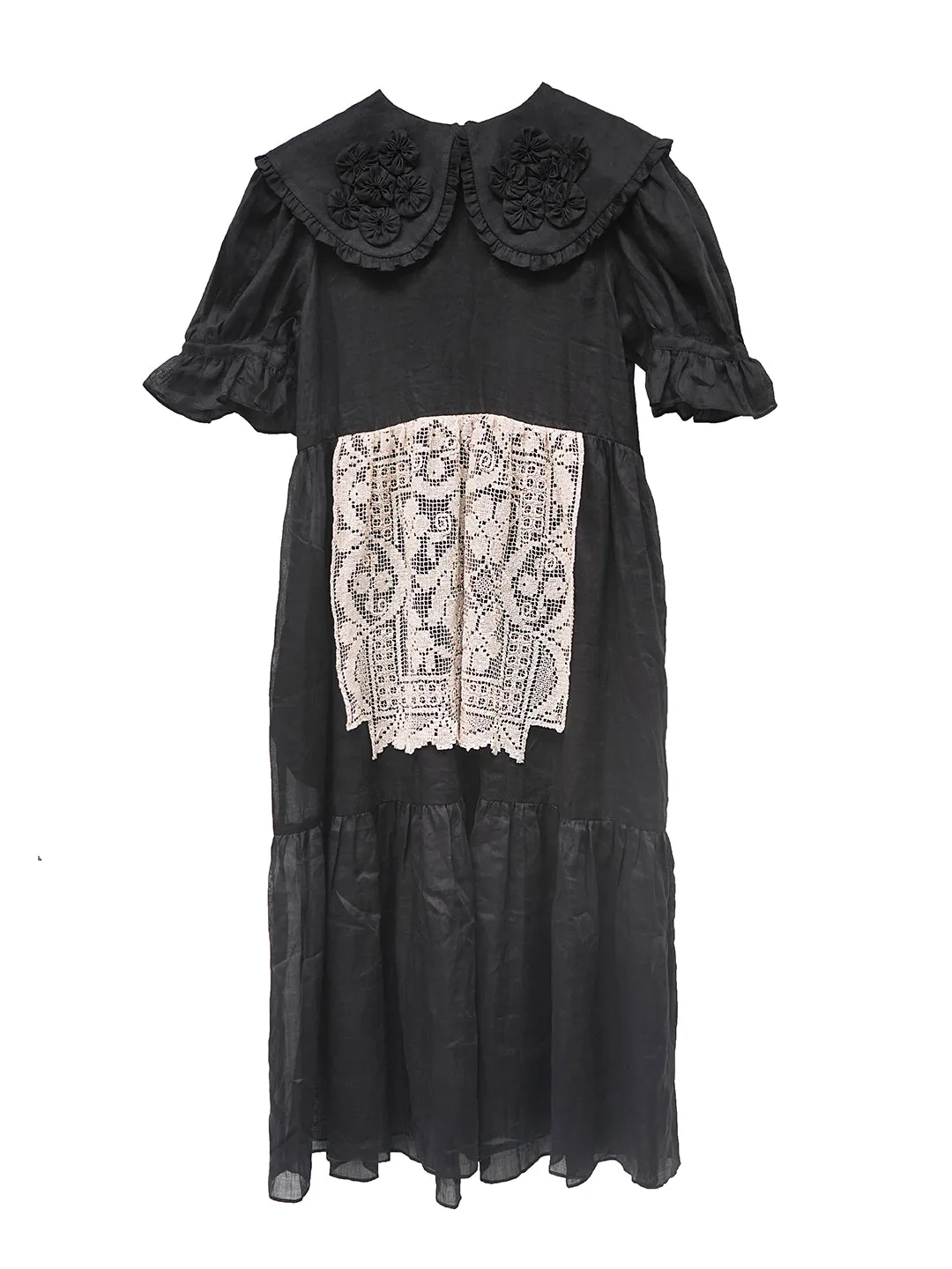 Unlogical Poem Retro Style Handmade Yoyo Flower Patchwork Lace Dress