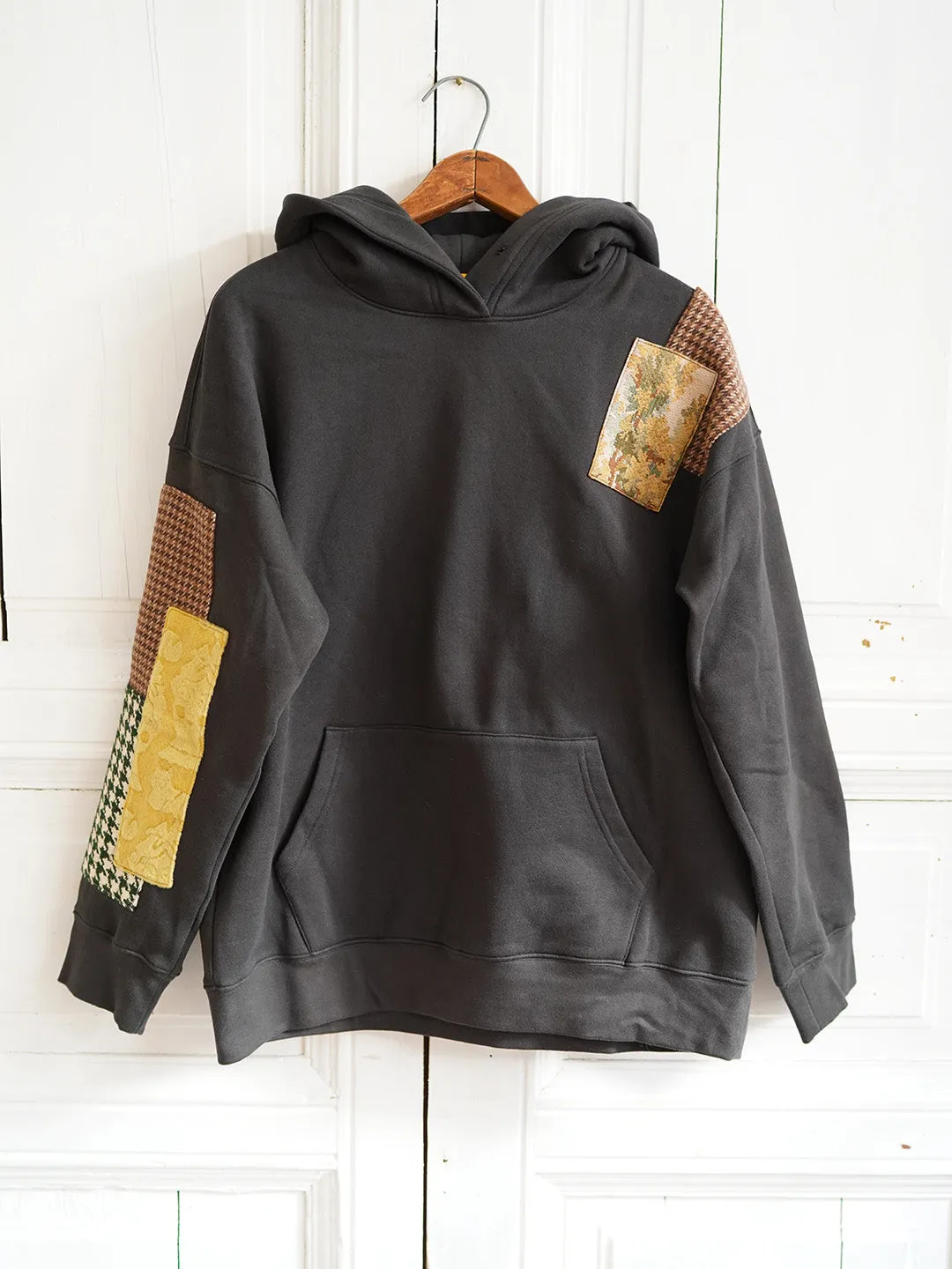 Unlogical Poem Vintage Style Patchwork Black Hoodie