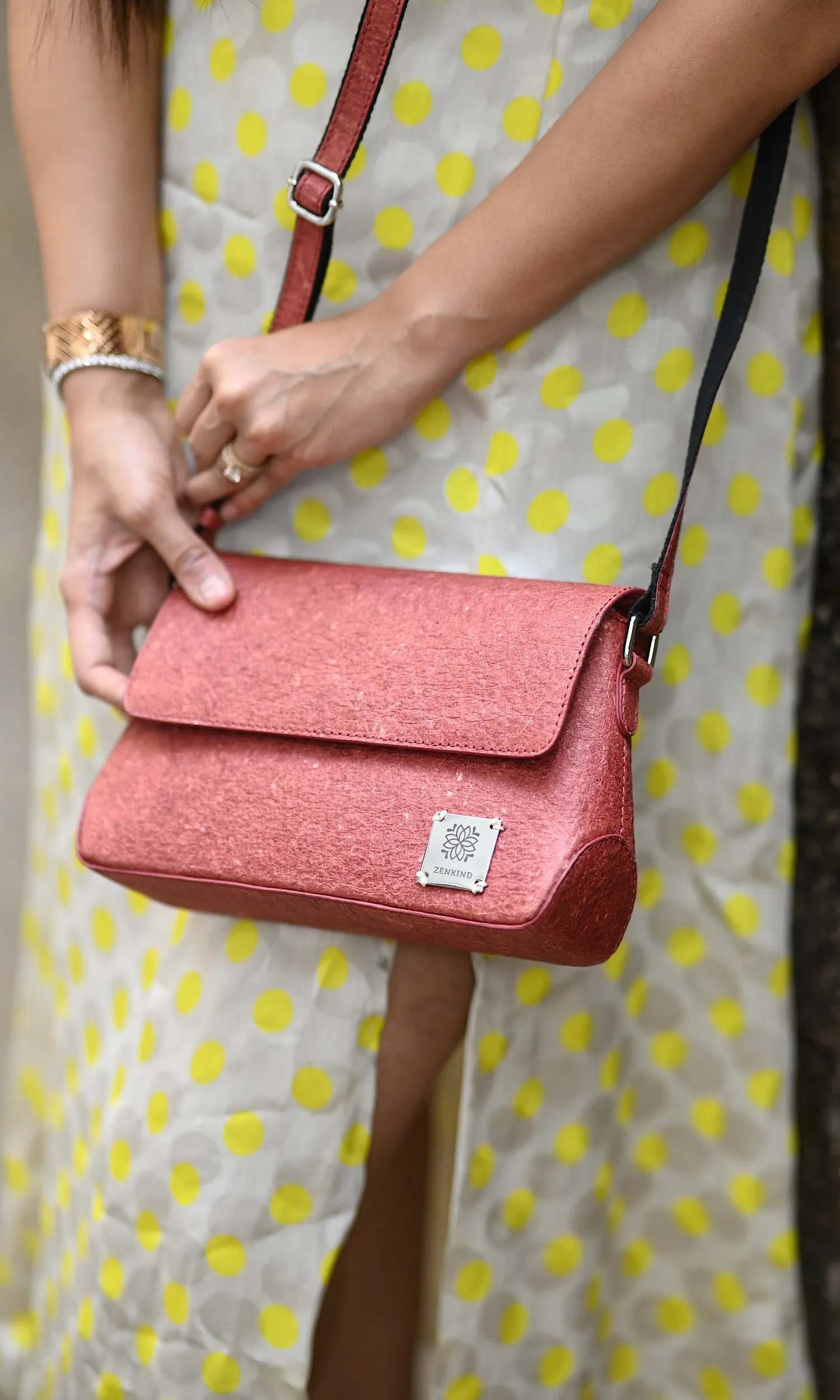 Vegan Cross-body Bag | Natural Sling bag made of coconut leather