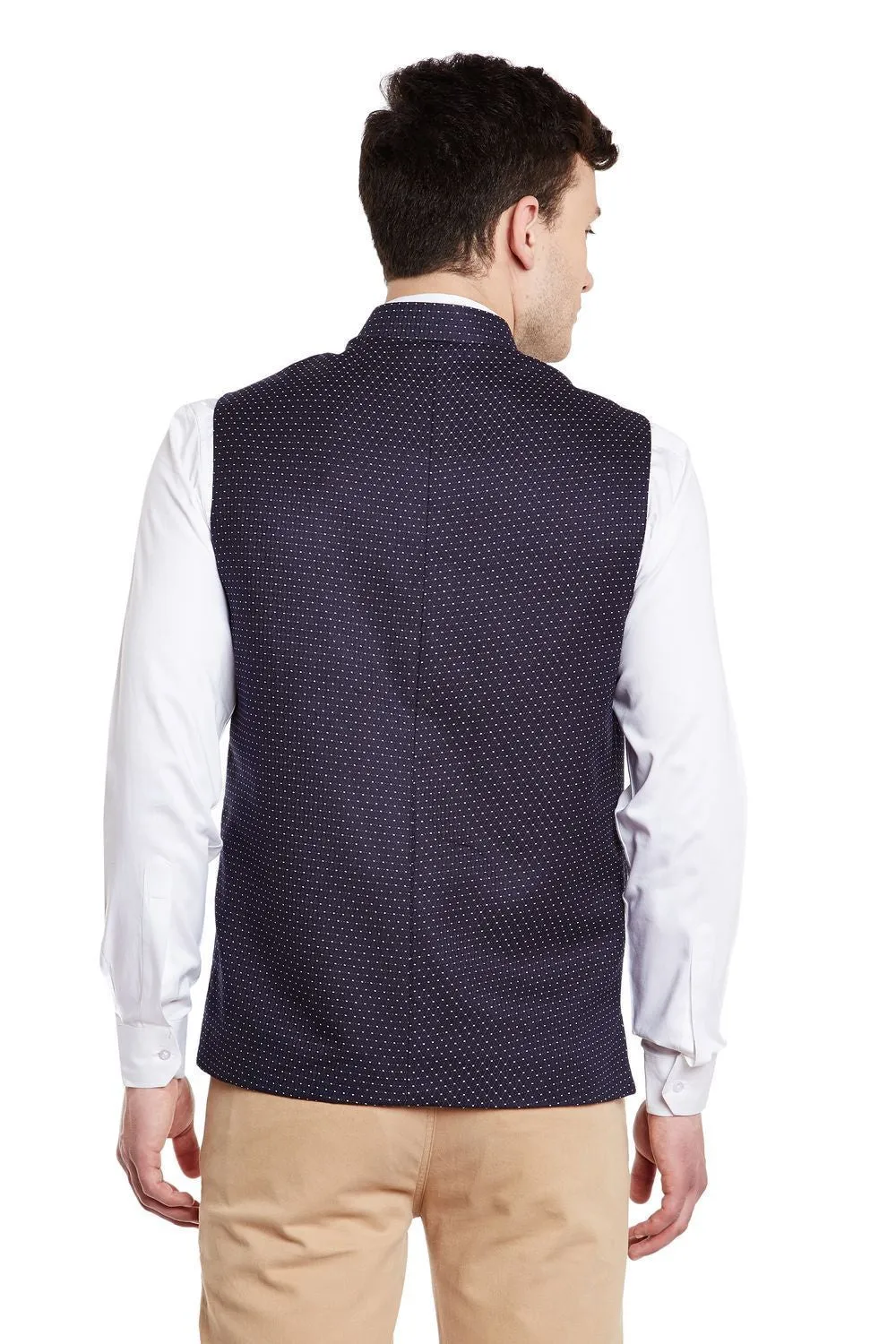 Velvet and Imported Rayon Blue Modi Nehru Jacket