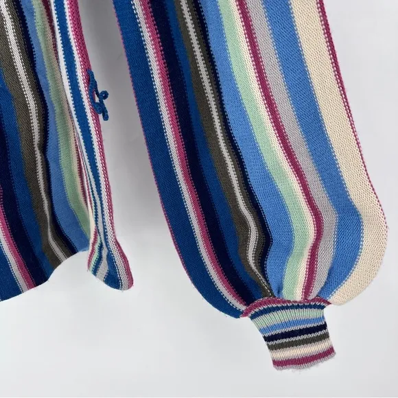 vintage 1970s striped sweater balloon sleeve boho bohemian 70s