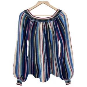 vintage 1970s striped sweater balloon sleeve boho bohemian 70s