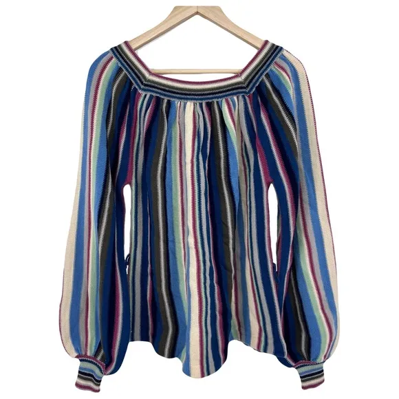 vintage 1970s striped sweater balloon sleeve boho bohemian 70s