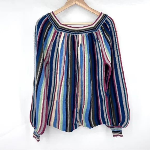 vintage 1970s striped sweater balloon sleeve boho bohemian 70s