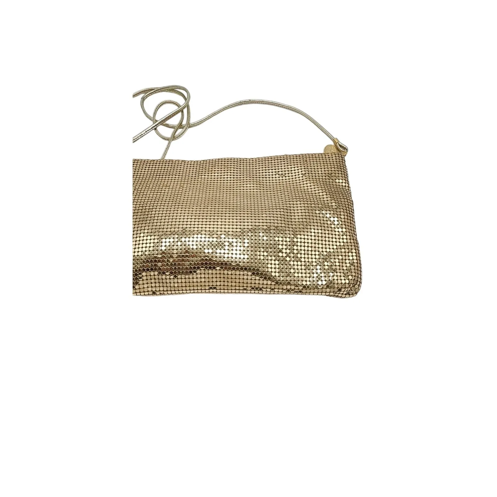 Vintage 70s Evening Bag in Gold Mesh Crossbody Whiting Davis