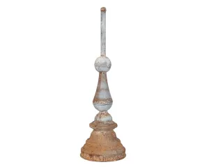 Vintage style finial with distressed zinc finish