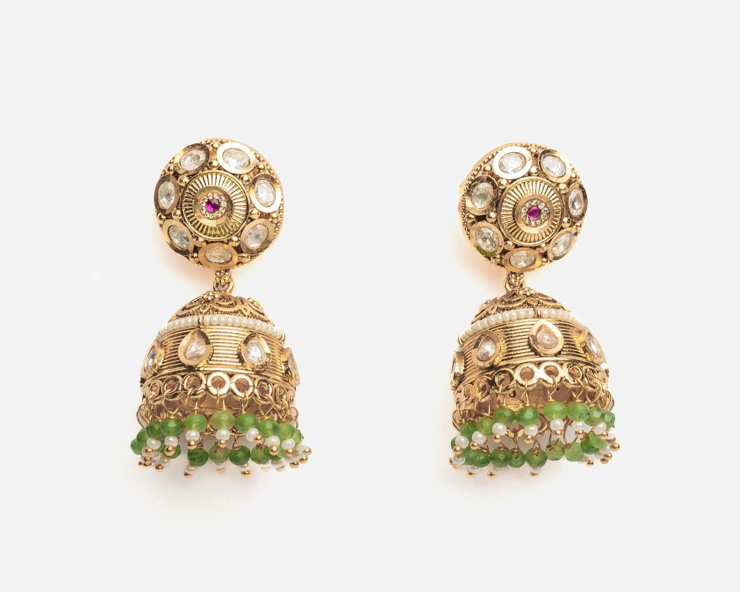 vivinia BY VIDHI MEHRA ISMAARH 2.0 Gold/Green Womens Pair of Jhumka Earrings