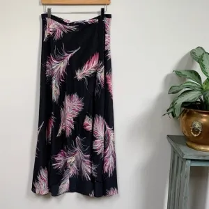 Vix June Tropical Print Silk Cover-Up Wrap-Front Maxi Skirt