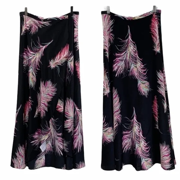 Vix June Tropical Print Silk Cover-Up Wrap-Front Maxi Skirt
