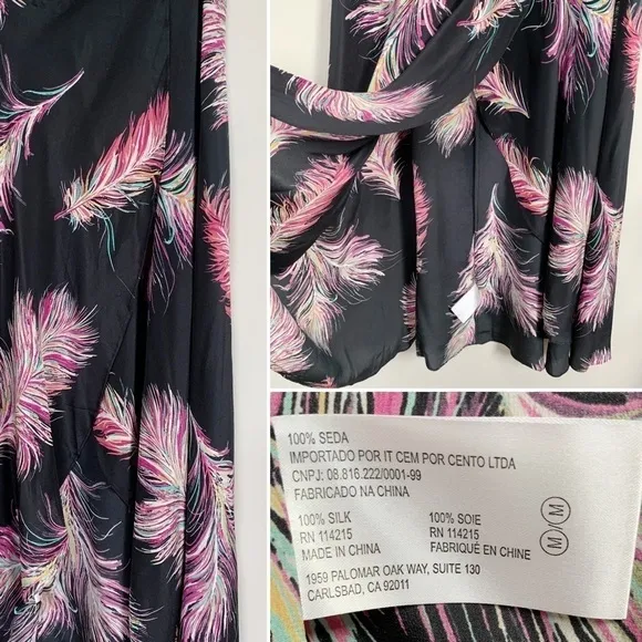 Vix June Tropical Print Silk Cover-Up Wrap-Front Maxi Skirt