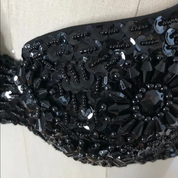 VTG Black Embellished Selena Modonna bra top S