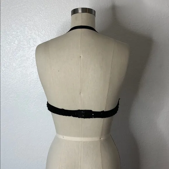 VTG Black Embellished Selena Modonna bra top S