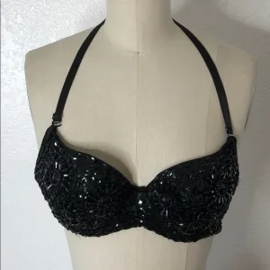 VTG Black Embellished Selena Modonna bra top S