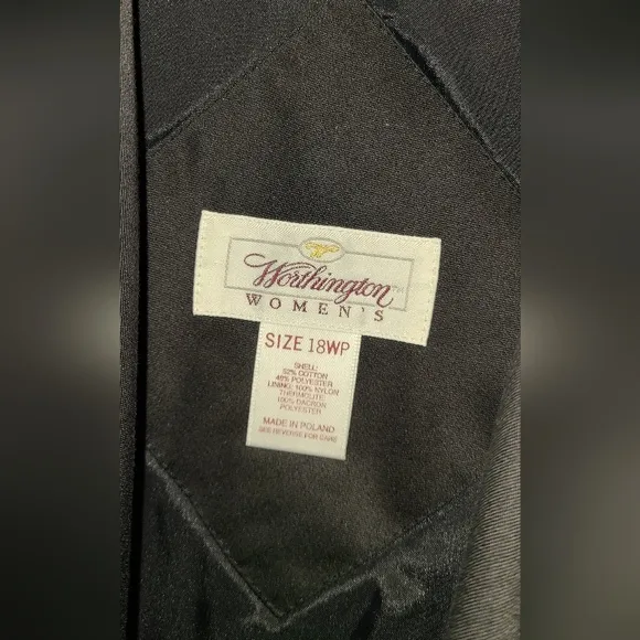 Vtg Worthington Black Trench Dress Coat insulated ladies 18 WP VINTAGE EUC plus