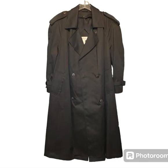 Vtg Worthington Black Trench Dress Coat insulated ladies 18 WP VINTAGE EUC plus