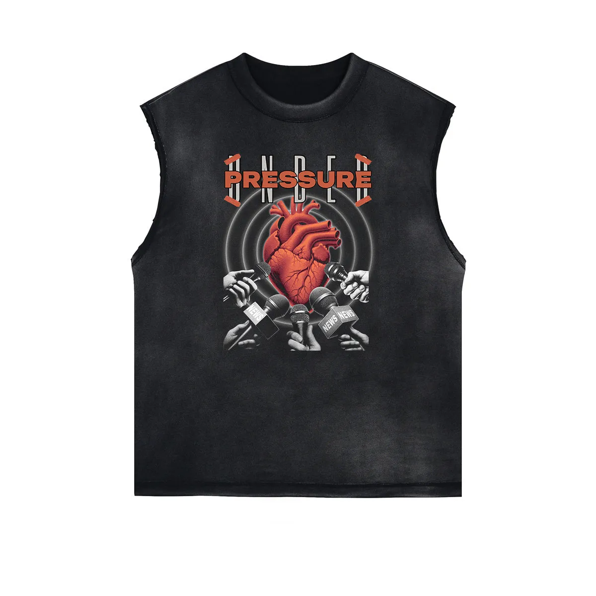 Washed Faded Street Style Pattern Tank Top