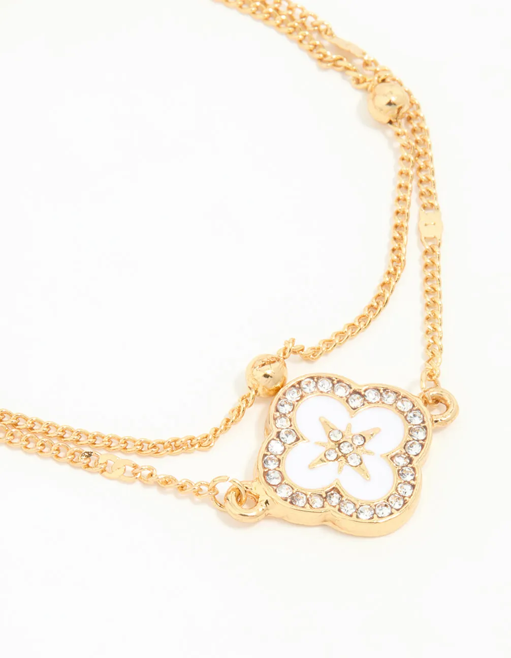 Waterproof Gold Plated Stainless Steel Flower Enamel Layered Bracelet