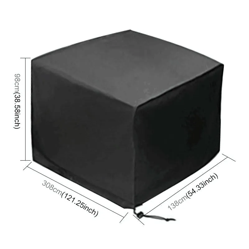 Waterproof Outdoor Furniture Cover - 210D Oxford Cloth - Dust-Proof - Anti-Uv - Fits Table And Chairs - 308X138X98Cm - Black