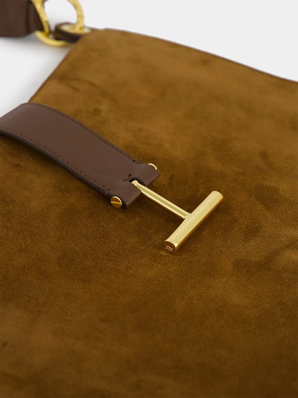 Whisky Brown Suede Leather Tara Large Crossbody