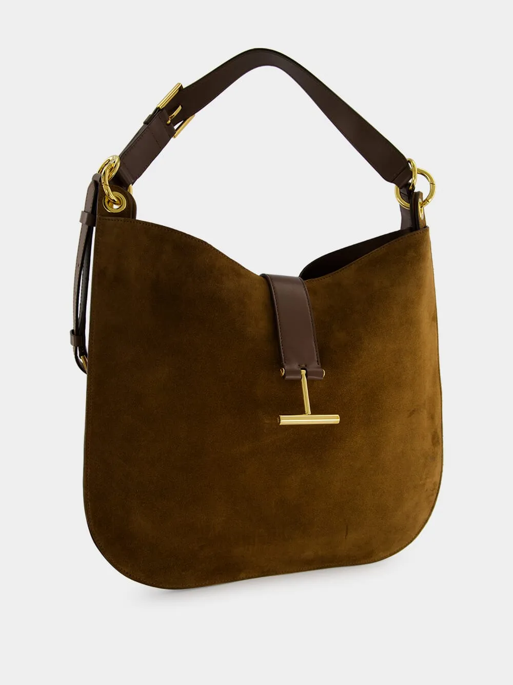 Whisky Brown Suede Leather Tara Large Crossbody